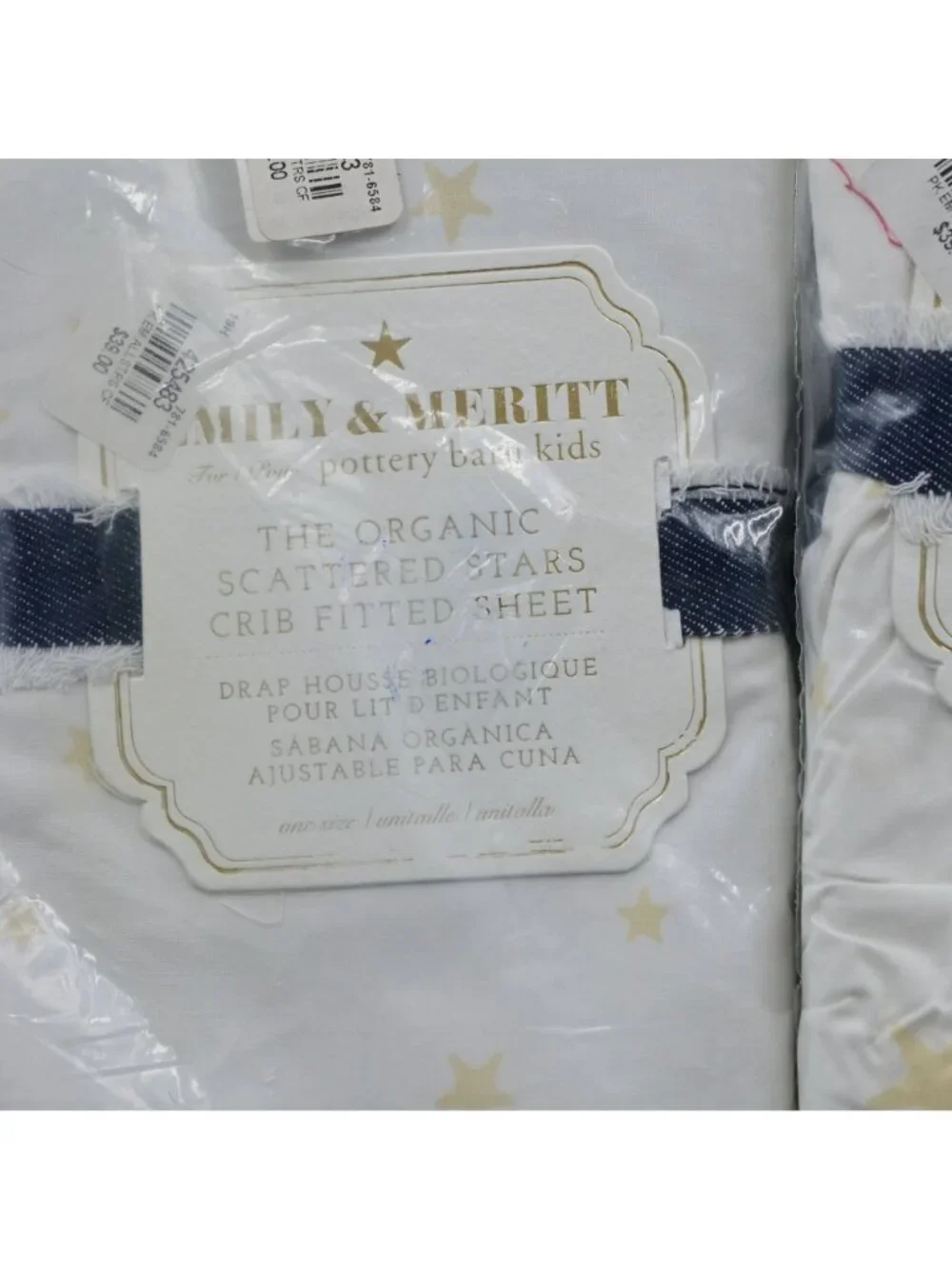 Pottery Barn Kids Emily & Meritt Organic Yellow Stars Fitted Crib Sheet Set Of 2